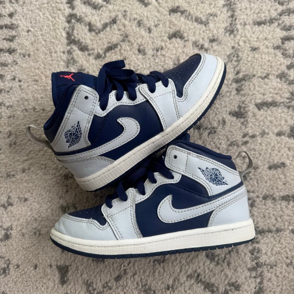 Air Jordan Little Kid's Jordan 1 Mid Blue Void/Pure Platinum (DQ8424 403) - 13C - Picture 2 of 7